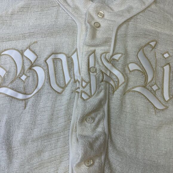 Boys Lie Baseball Jersey Top Button Down Embroidered Logo Oversized One Size - Picture 9 of 16